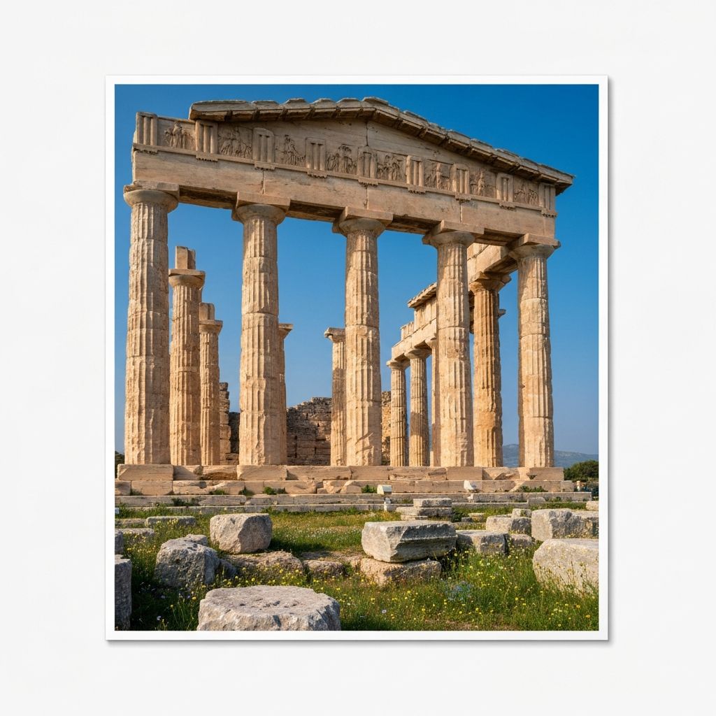 Archaeologist documenting temple ruins with a camera